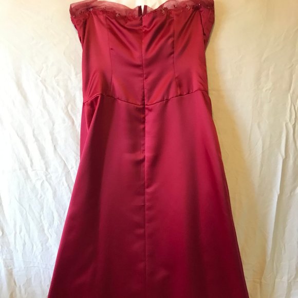 Ruby Red Floor-Length A-Line Strapless Dress - Picture 2 of 6